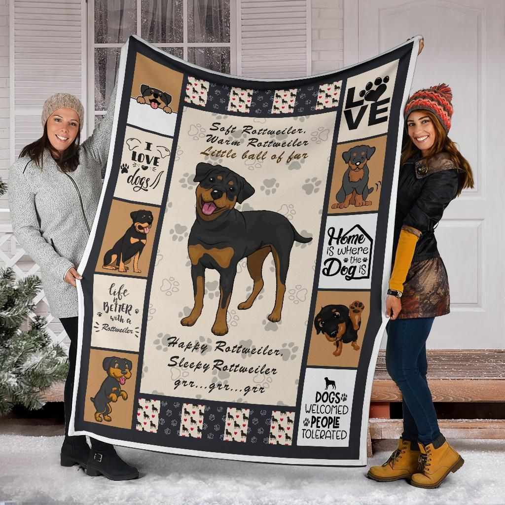 Rottweiler Blanket Happy Rottweiler, Christmas Gift, Dog Lover Blanket