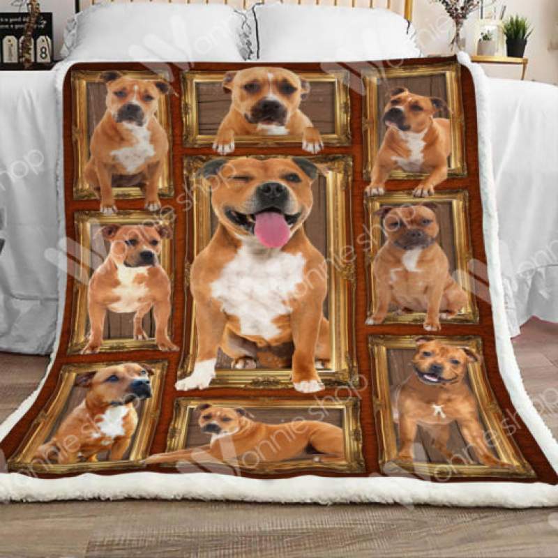 Staffordshire Bull Terrier Dog Sherpa Blanket JR1502 67O51