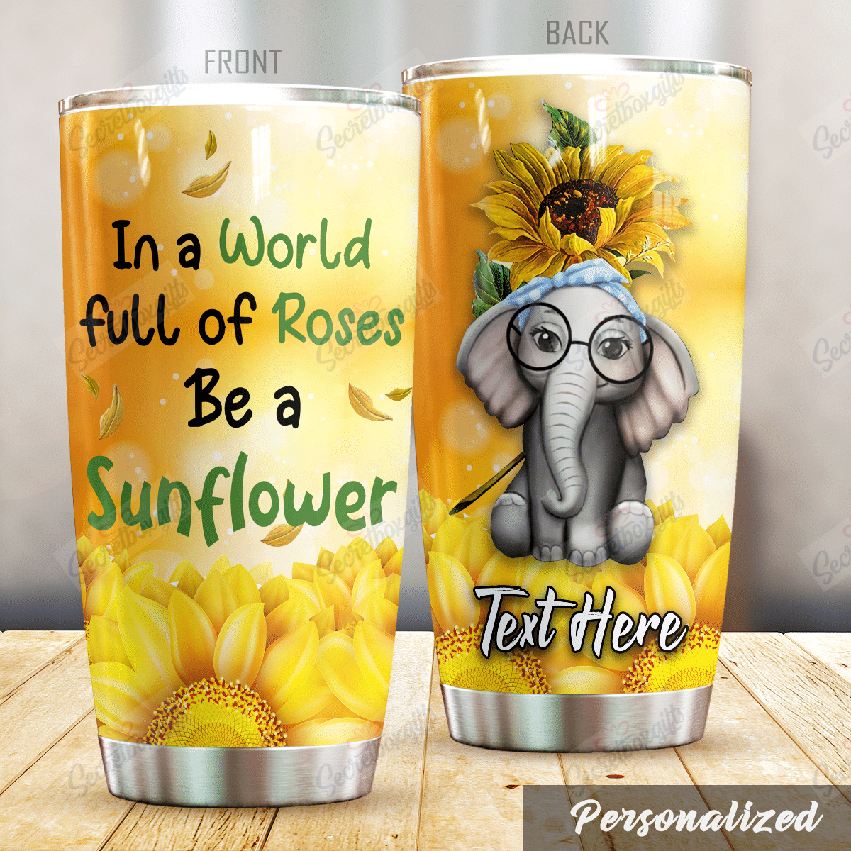 Personalized Elephant Nc0711858Cl Stainless Steel Tumbler Customize Name, Text, Number