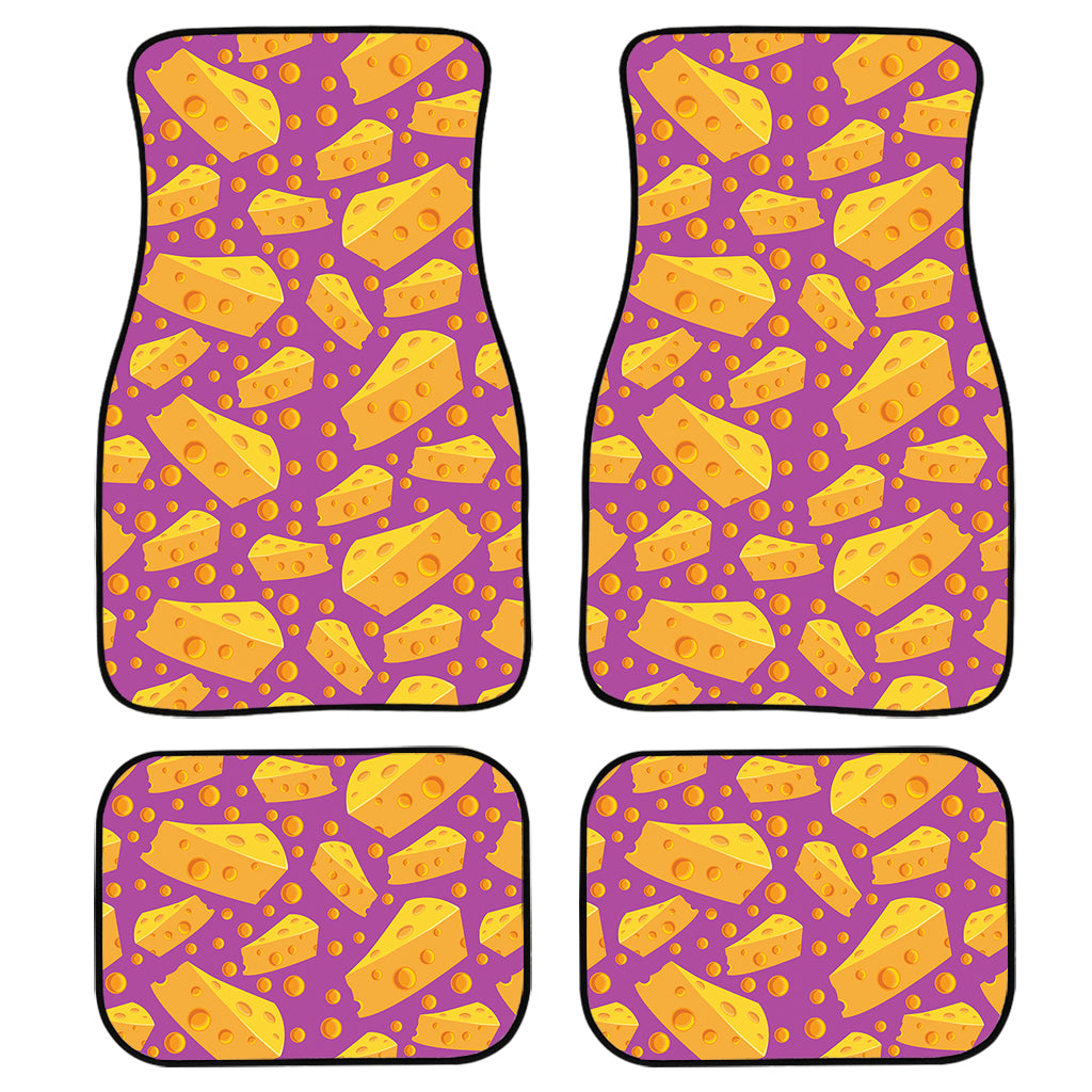 Purple Cheese And Holes Pattern Print Front And Back Car Floor Mats, Front Car Mat