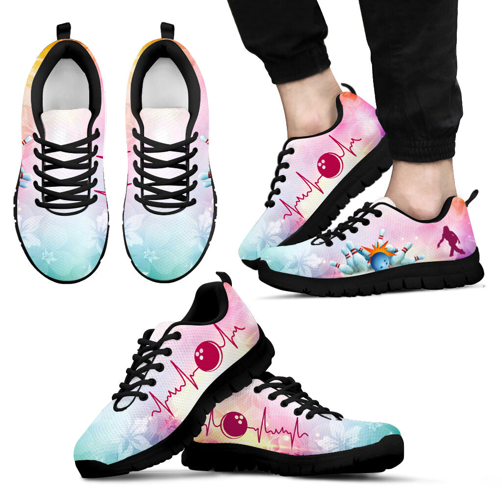 Bowling Flower Heartbeat Sneaker Multiple Size Print Tennis Shoes Comfortable Walking Running Casual Shoes