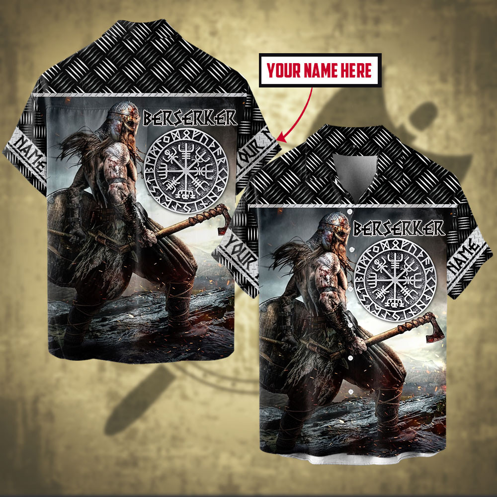 Viking Old Norse Berserker Art And Metal Nordic Armor Customized All Over Print Hawaiian Ha84413