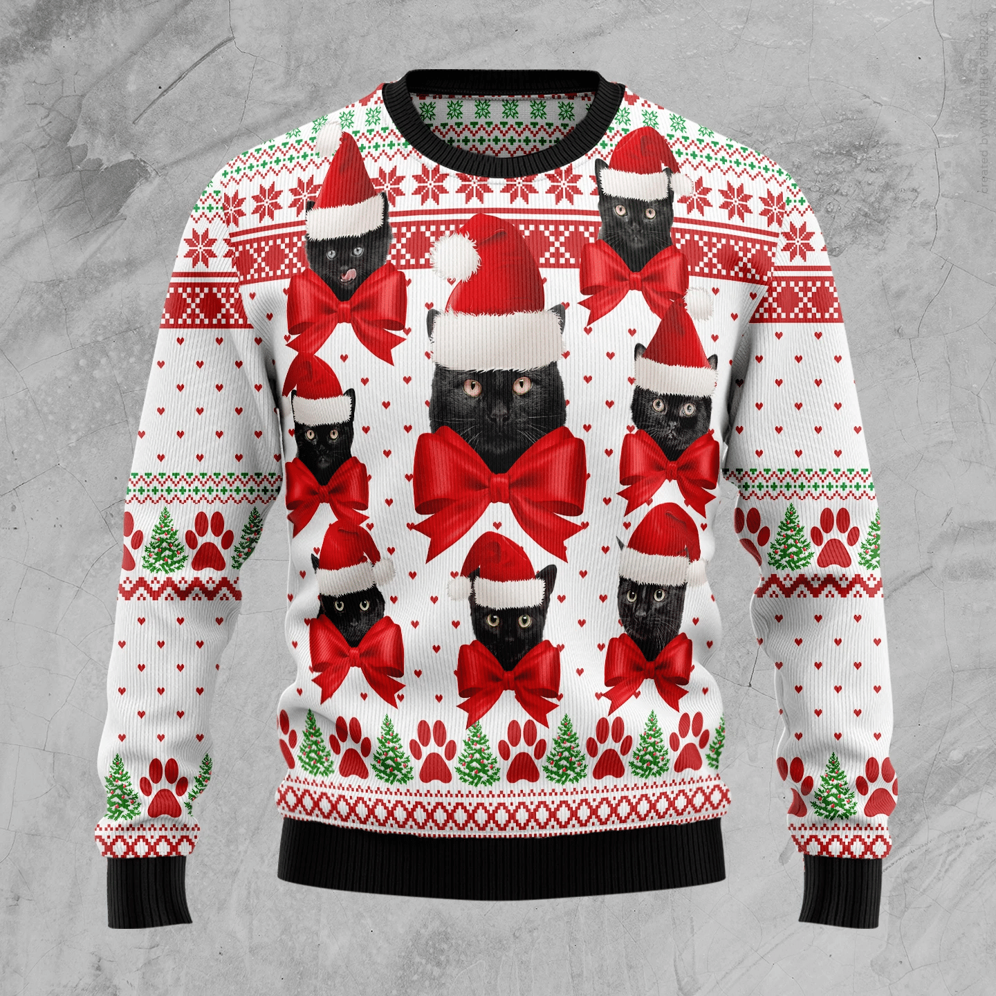 Black Cat Ball Christmas Ugly Sweater