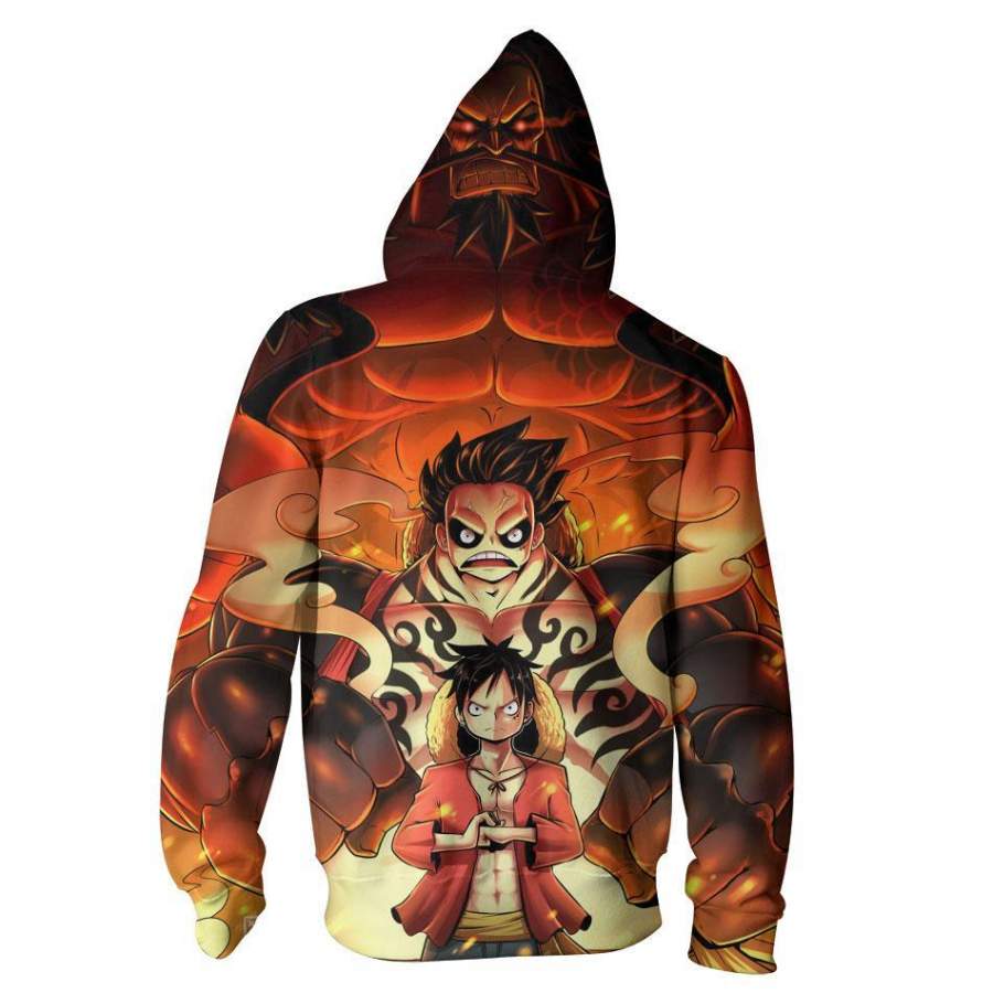 One Piece Luffy Gear 4 And Luffy Zip Up Hoodie – Great Clothes