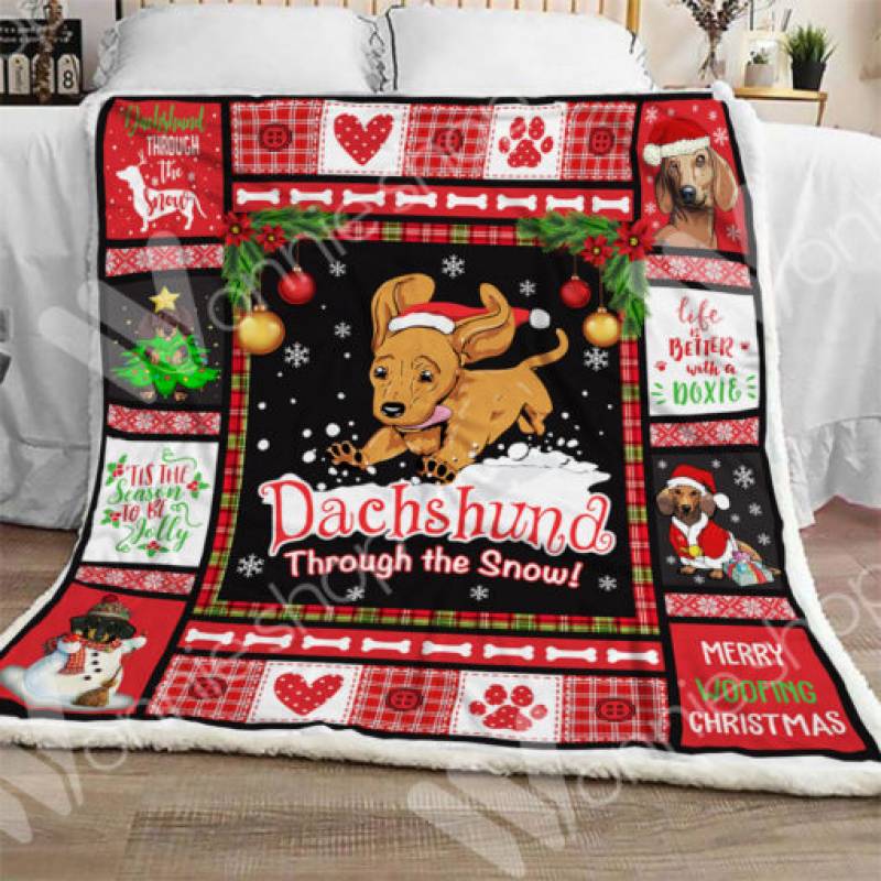 Dachshund Dog Christmas Sherpa Blanket OCT1501 78O42