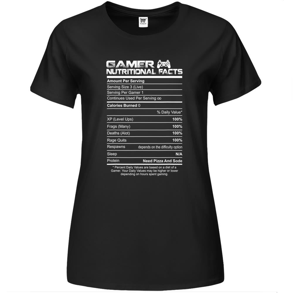 Nutritional Facts Shirt, Gamer Nutrition Facts Shirt, Gamer Nutritional Facts Novelty Video Game Lover World Gamer Premium Womens T Shirts