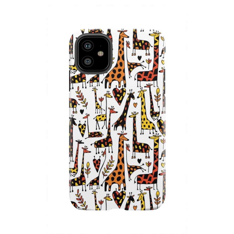 Cartoon Giraffe Pattern Print Tough Phone Case