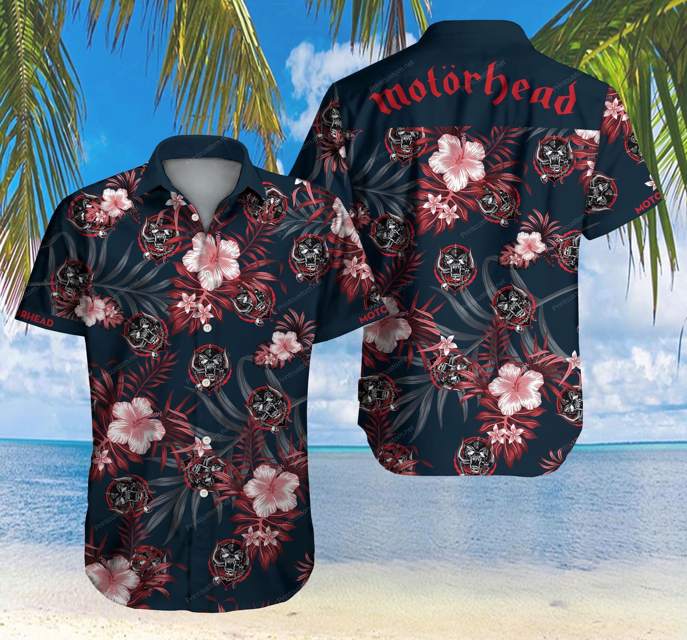 Beach Shirt Tlmus-Motorhead Hawaii Shirt Ver 2 Summer Button Up Shirt For Men Beach Wear Short Sleeve Hawaii Shirt