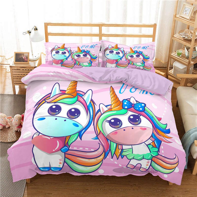 3D Unicorn Bedding Set Duvet Covers Pillowcases Cartoon Luxury Bedding Sets Bedclothes Girl Children Home Decor