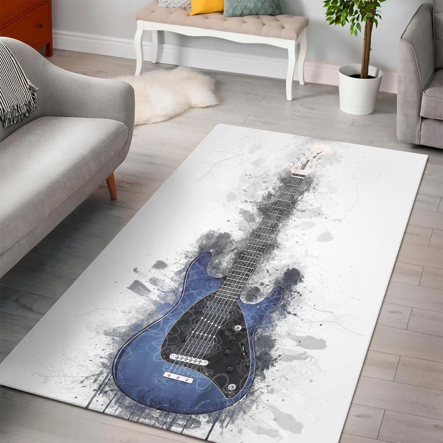 Steve Morse Guitar  Instrument Area Rug, Living Room Rug,  Halloween Gift