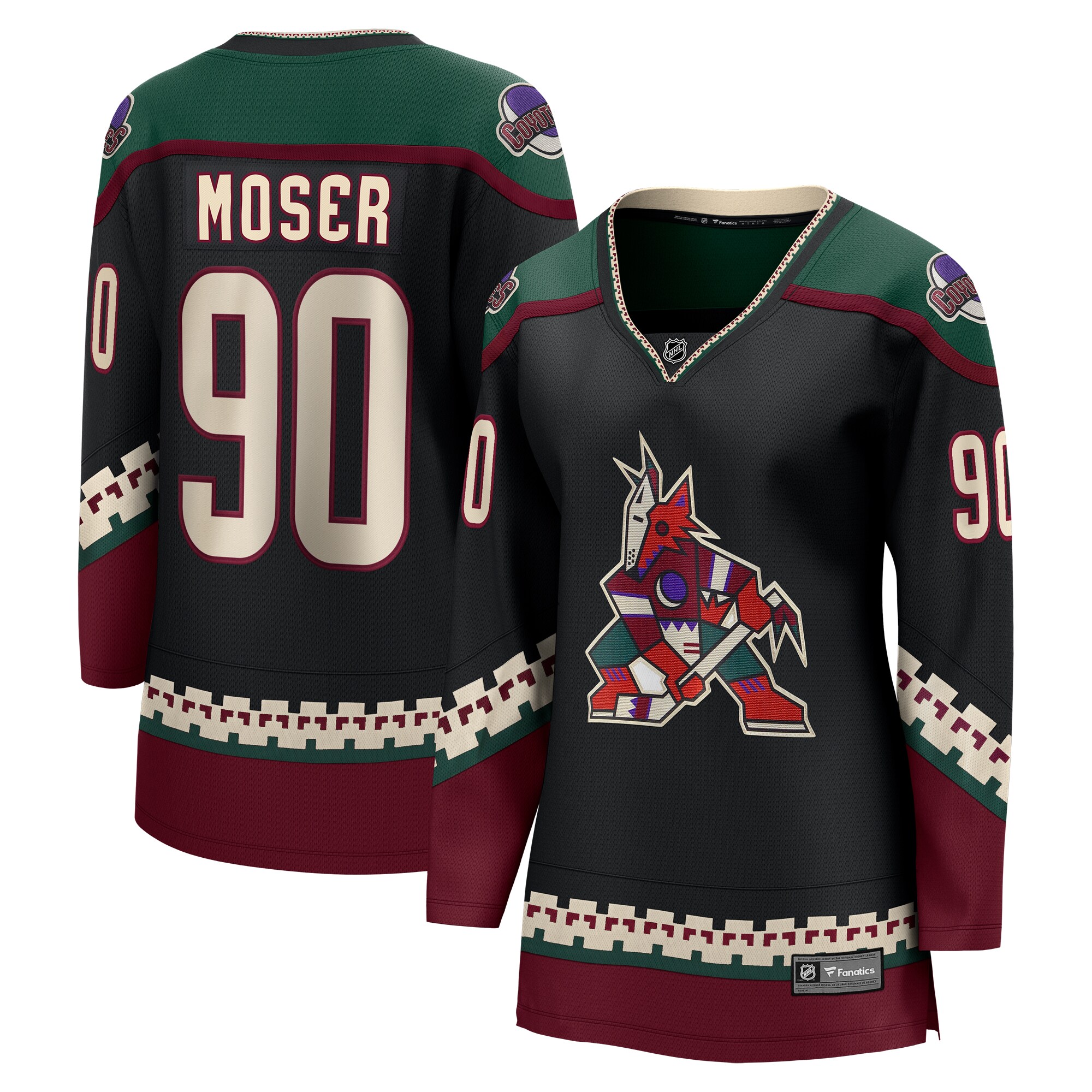 J.J. Moser Arizona Coyotes Branded Women's Home Breakaway Player Jersey – Black