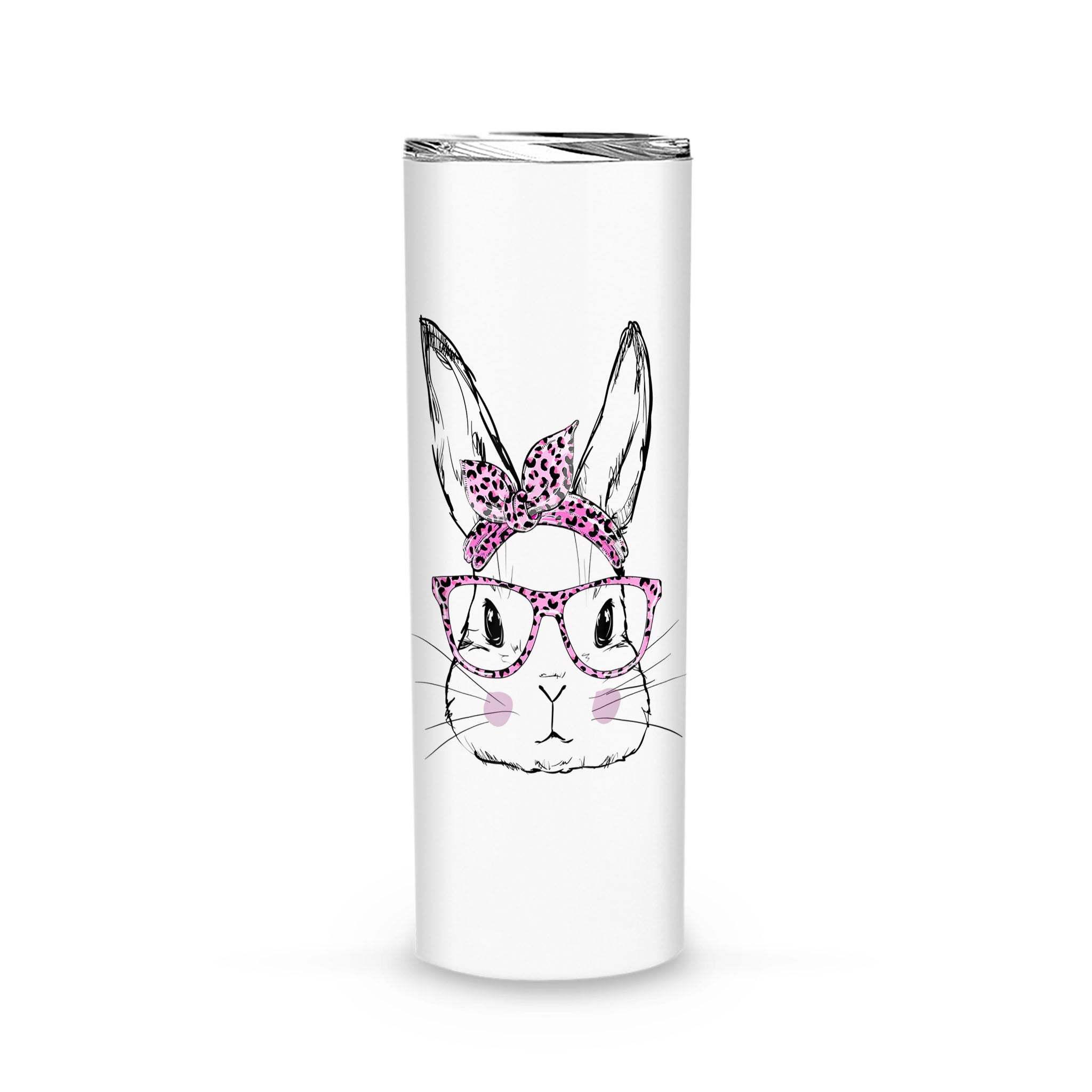 Cute Bunny Face Shirt Leopard Print Glasses Easter Women Boy – Tumbler