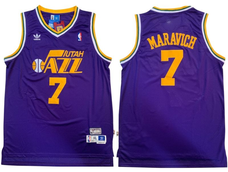 Utah Jazz Pete Maravich #7 NBA Throwback Navy Blue Jersey