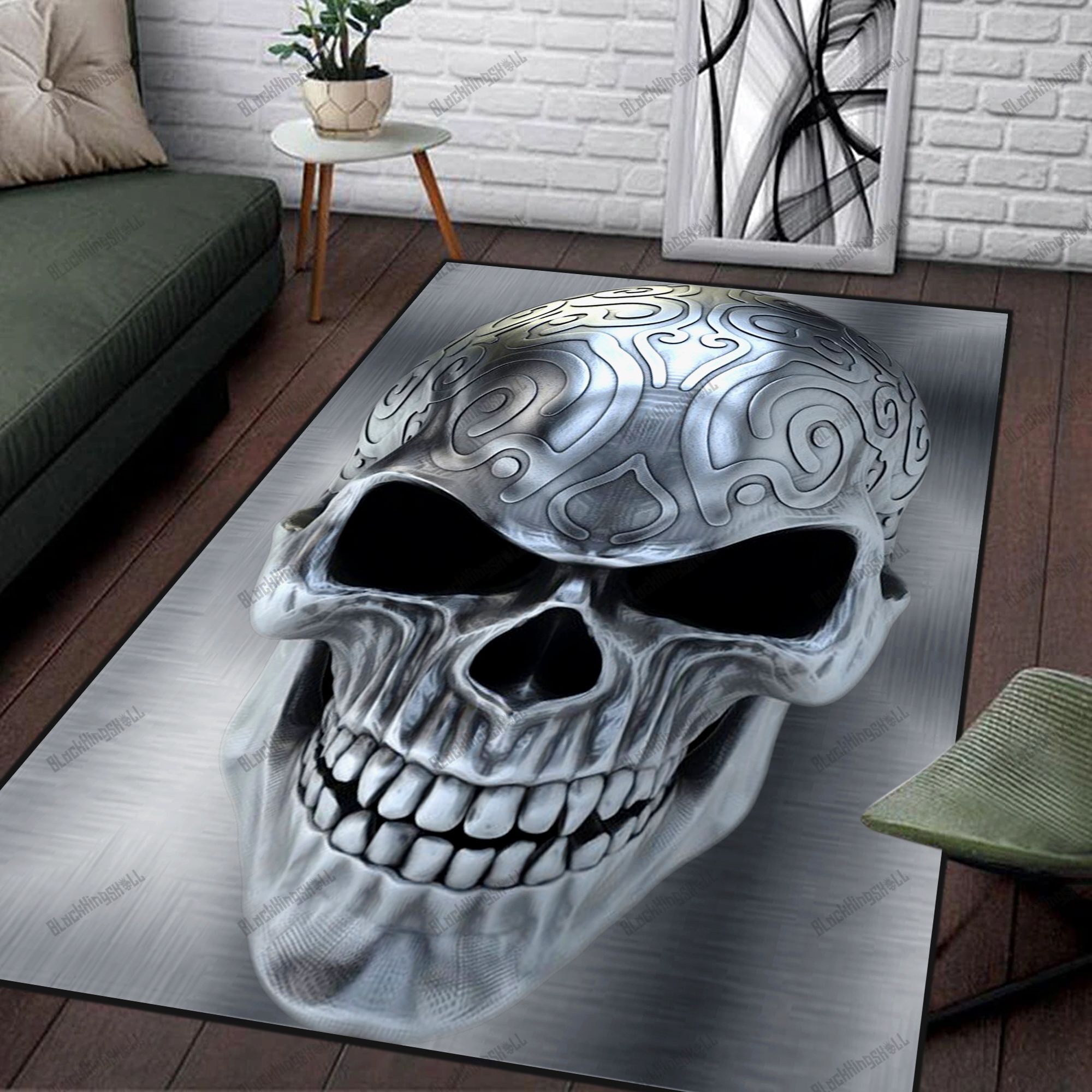 LK79 Shifty Skull Combo Rug Canvas – Skull Art Prints