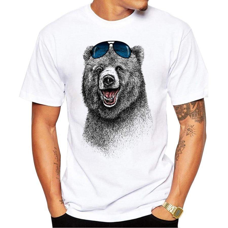 2019 Cheapest Fashion Laughing Bear Men T-shirt Short sleeve men The Happiest Bear Retro Printed T Shirts Casual Funny Tops