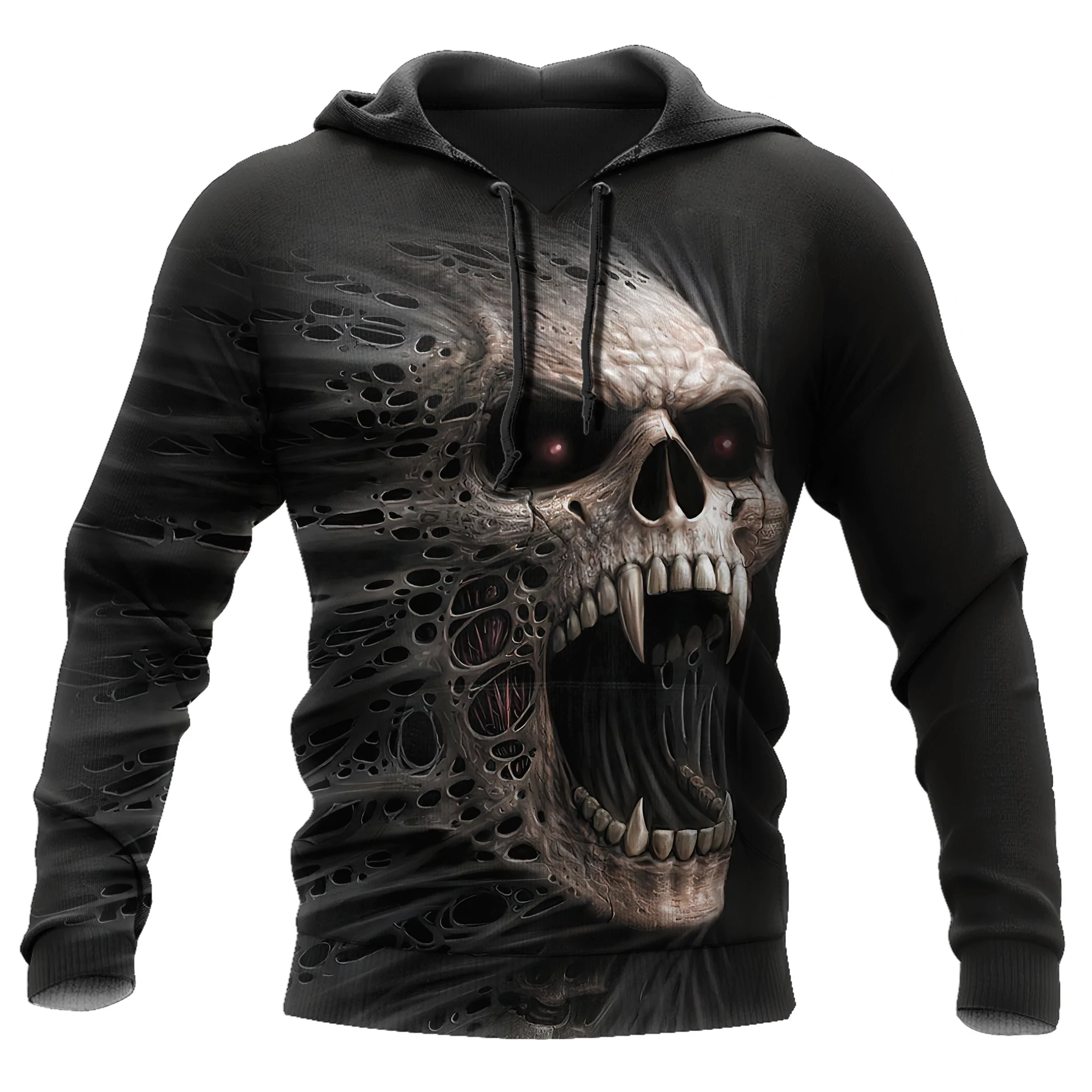 3D All Over Print Skull Hoodie, Sublimation Skull On Hoodies Black Skull Hoodies