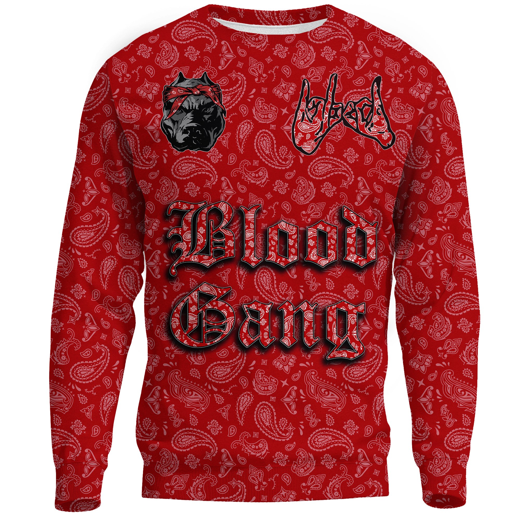 (Custom) Blood Gang Sweatshirt Red Bandana A31