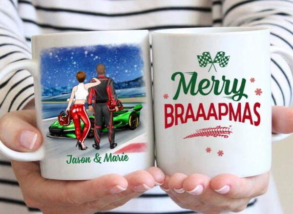 Personalized Mug, Have Yourself A Braaaping Christmas, Racing Couple, Christmas Gift For Racing Lovers, Couples