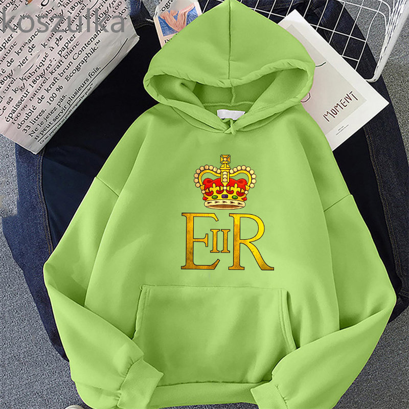 2022 Queen Elizabeth II Hoodie Women Aesthetic Graphic Hoodies Woman Autumn Winter Hoody Sweatshirt Vintage Streetwear Clothes alx