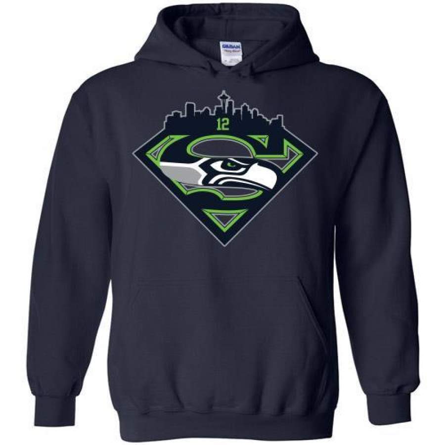 Seattle Seahawks Superman Logo Hoodie T-Shirt