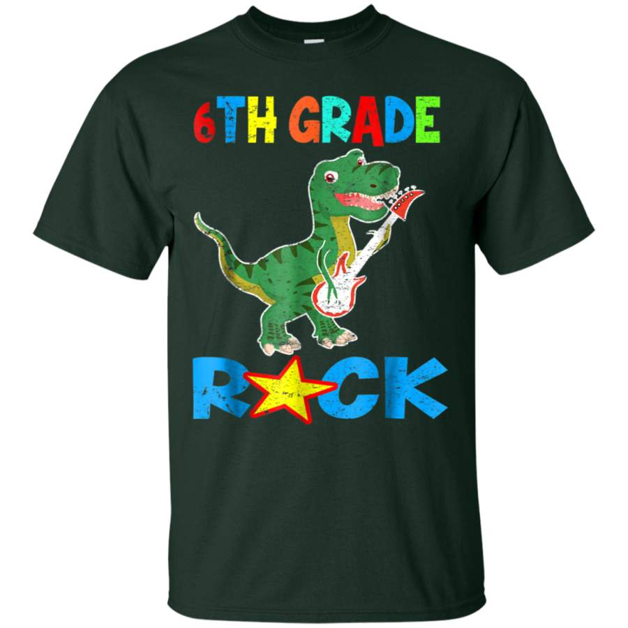 AGR 6th Grade Rock Cute Dinosaur Guitar Dance Funny T-shirts