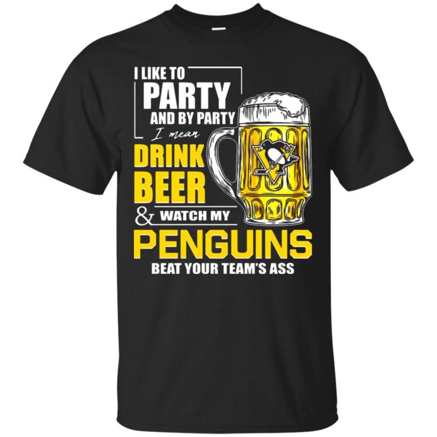 AGR I Like To Drink Beer & Watch My Pittsburgh Penguins Ice Hockey T-Shirt