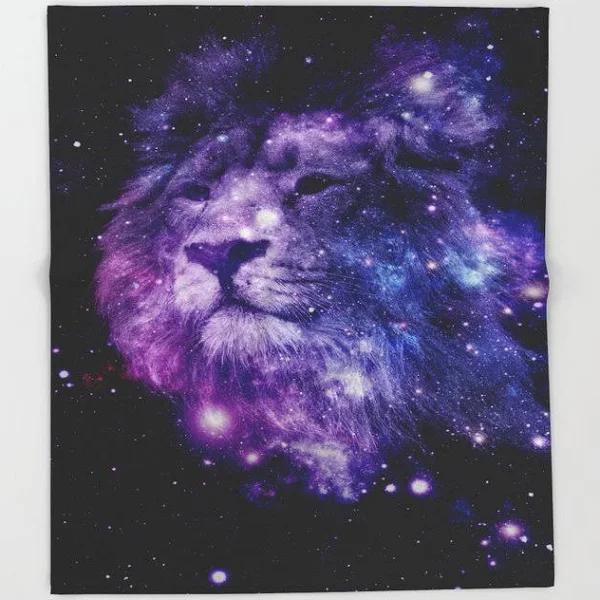 Throw Blanket | Leo Lion Purple Blue By 2Sweet4Words Designs Fleece Blanket, Blanket Sofa Bed, 3D Blanket