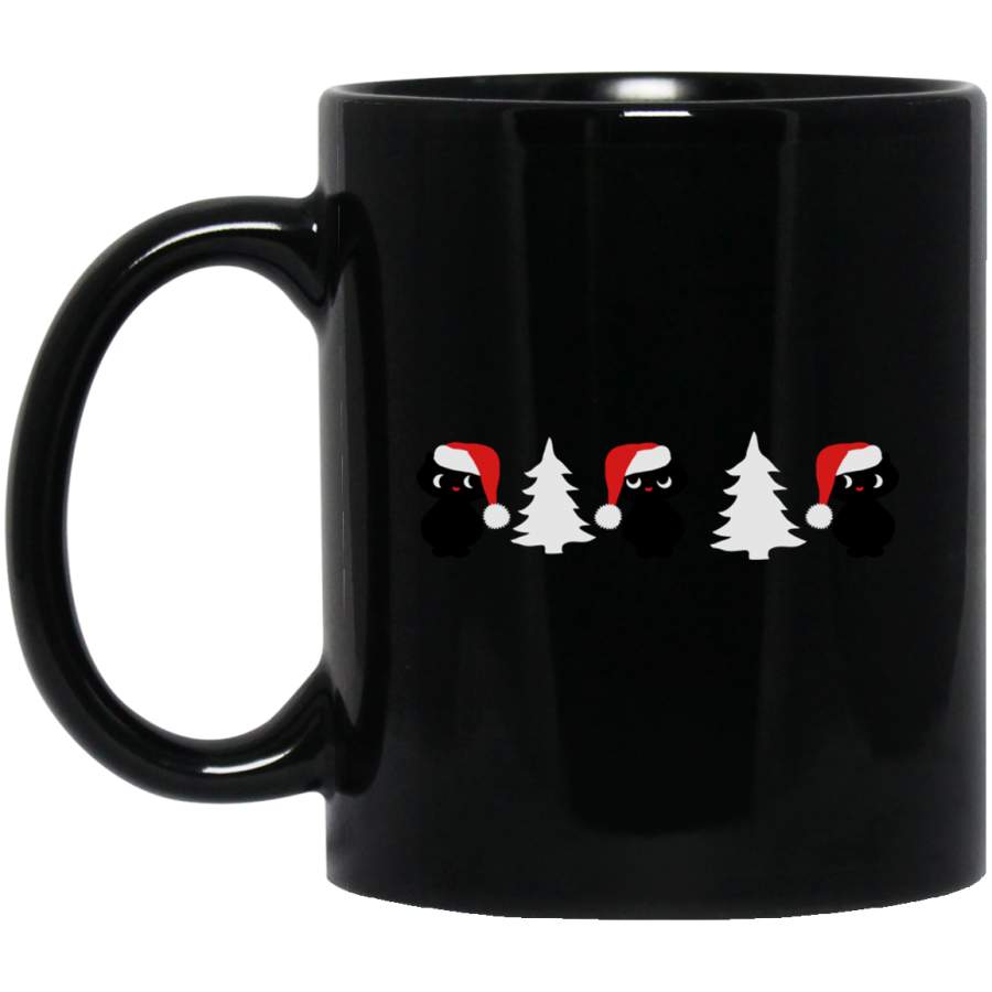 Cute Christmas kittens & Trees patjila Black Mug