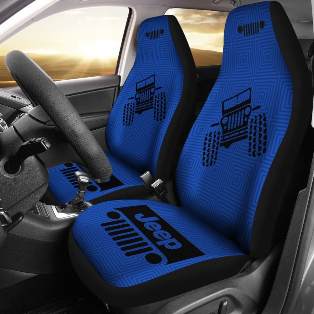 Jeep Grill – Seat Cover – Air Force Blue -Patterned Black 101819