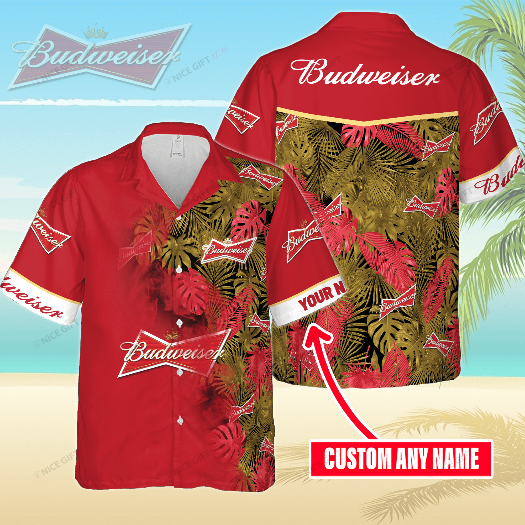 Budweiser Custom Name Hawaiian Shirt 3Hs-N3P0