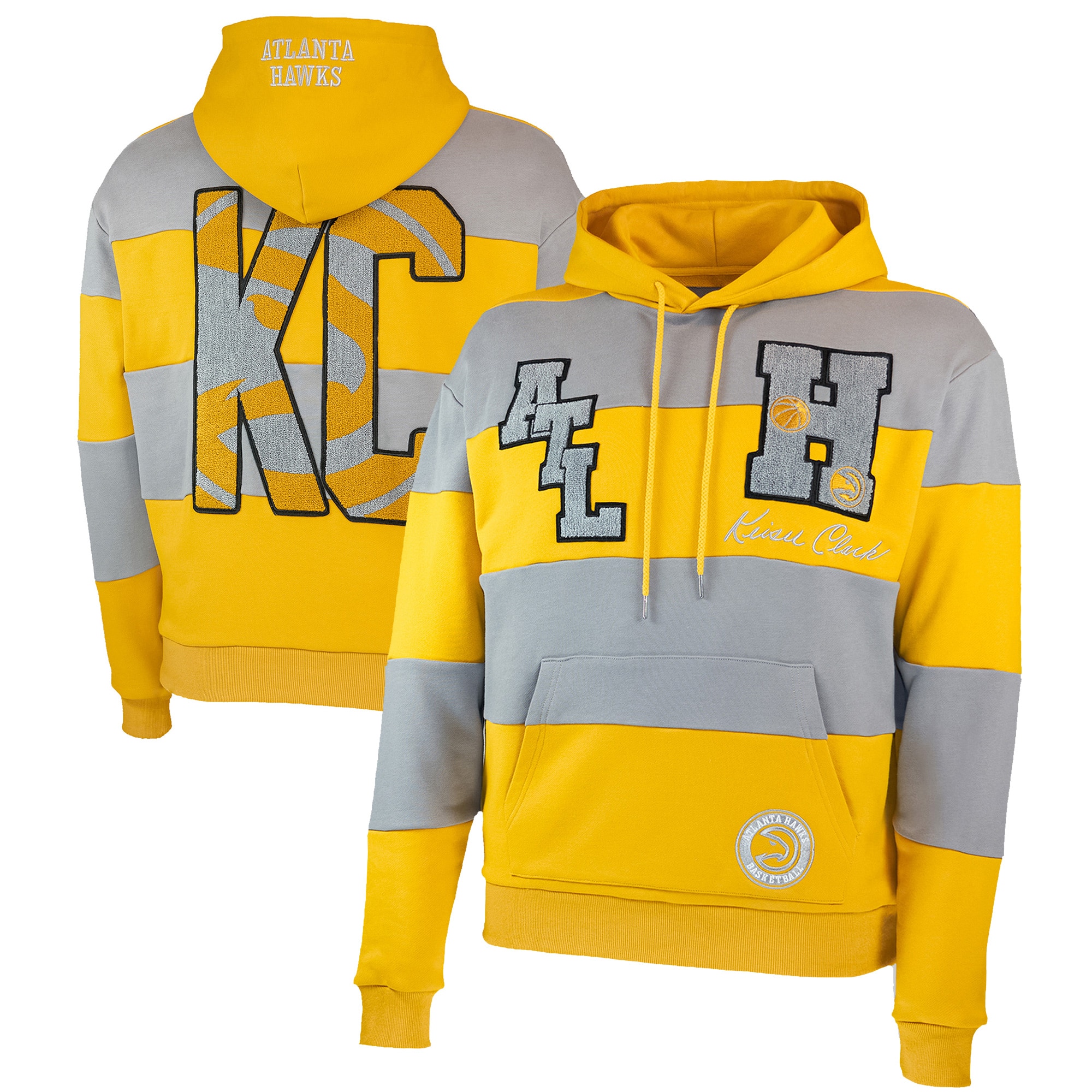 Atlanta Hawks NBA X Keiser Clark No Caller Id Pullover Hoodie – Yellow/gray