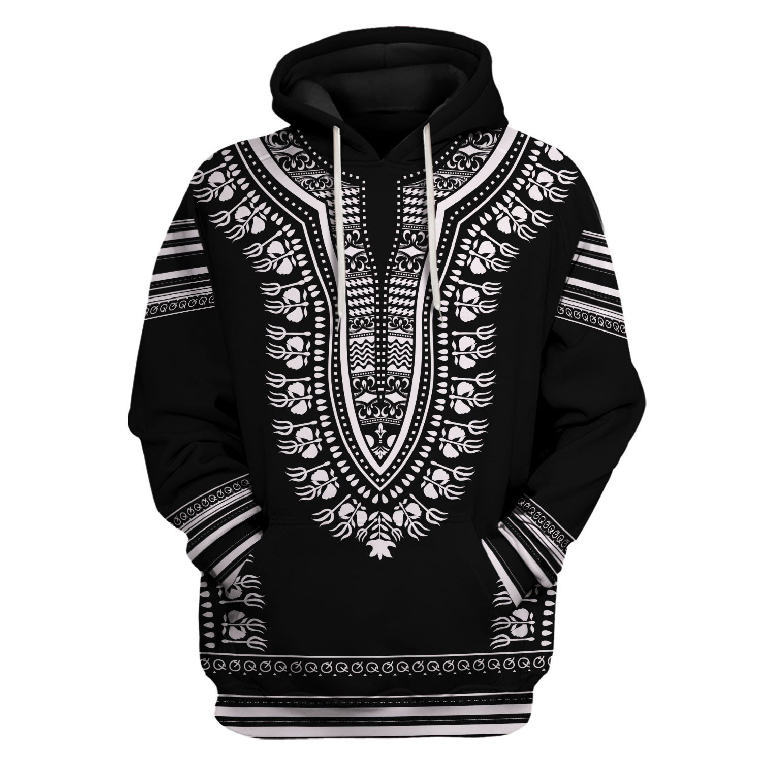 Gearhomies Tracksuit Hoodies Pullover Sweatshirt Black And White African Dashiki 3D Apparel