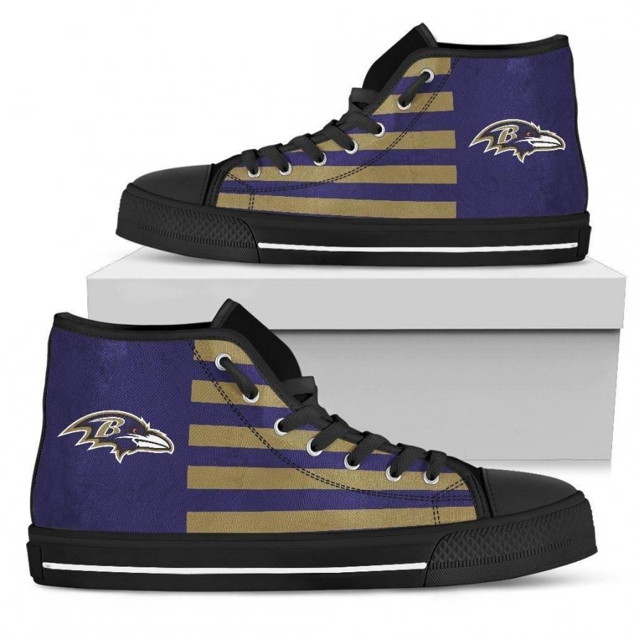 American Flag Baltimore Ravens High Top Shoes #744