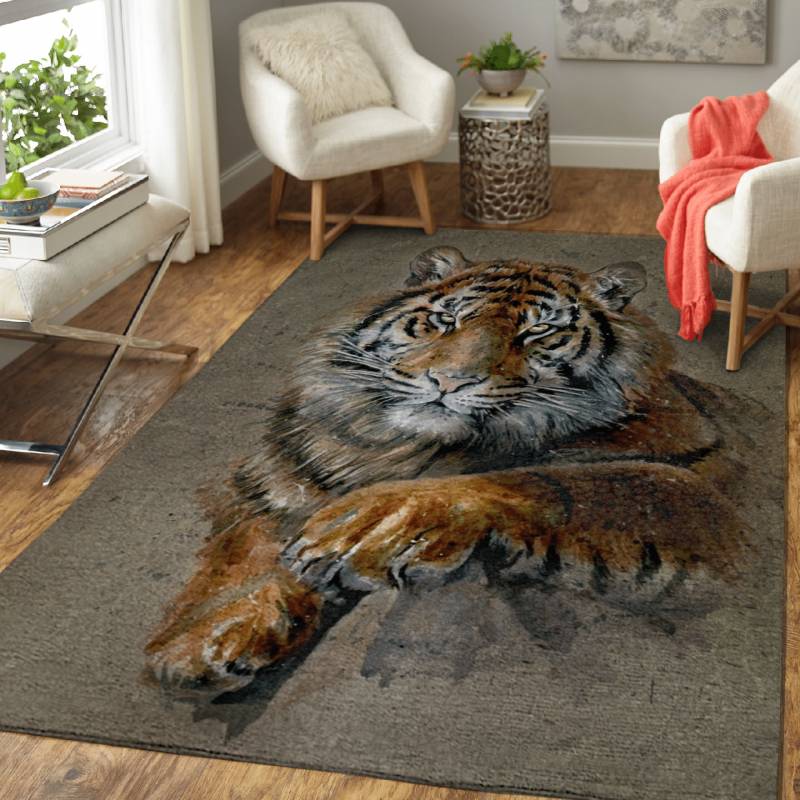 Tiger watercolor brown – Animals Area Rug Carpet