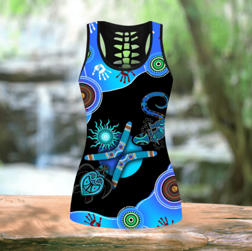 Aboriginal Naidoc Week 2021 Blue Turtle Lizard Sea Turtle Hollow Tanktop And Legging For Turtle Lovers, Gift For Her Gift For Turtle Lover Friend Tanktop And Legging, Animal Lovers