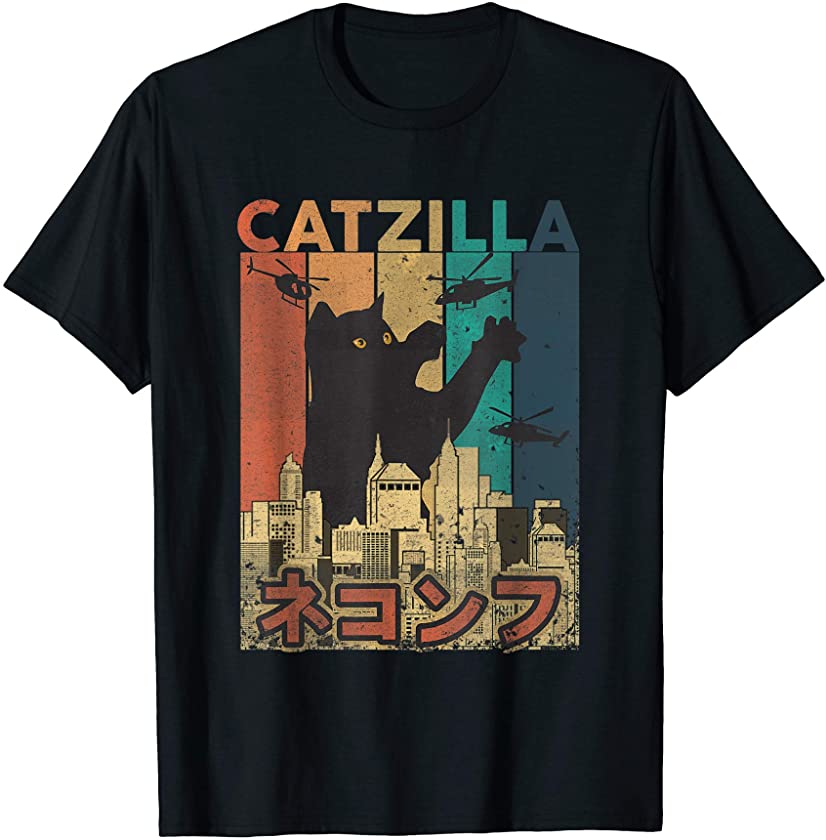 Vintage Japanese Catzilla – Funny Cat Style – Sunset Kitten T-Shirt