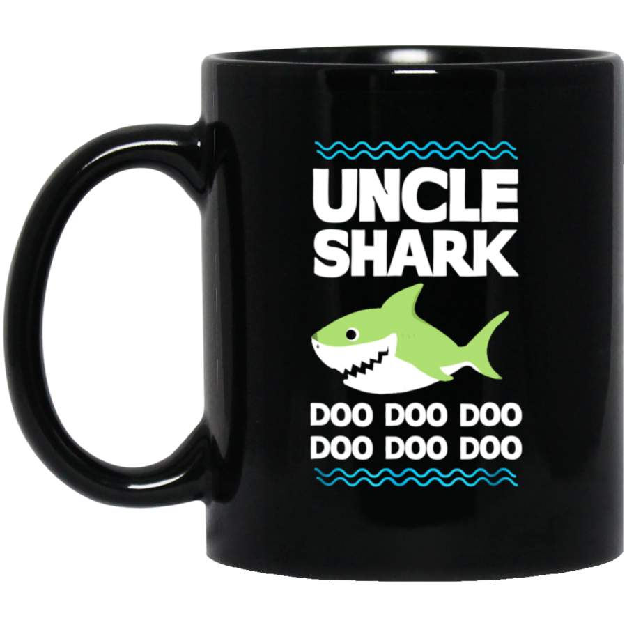 Uncle Shark Doo Doo Mommy Auntie Daddy Baby Black Mug