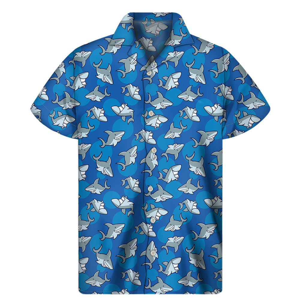 Cartoon Shark Pattern Print Men’S Short Sleeve Shirt