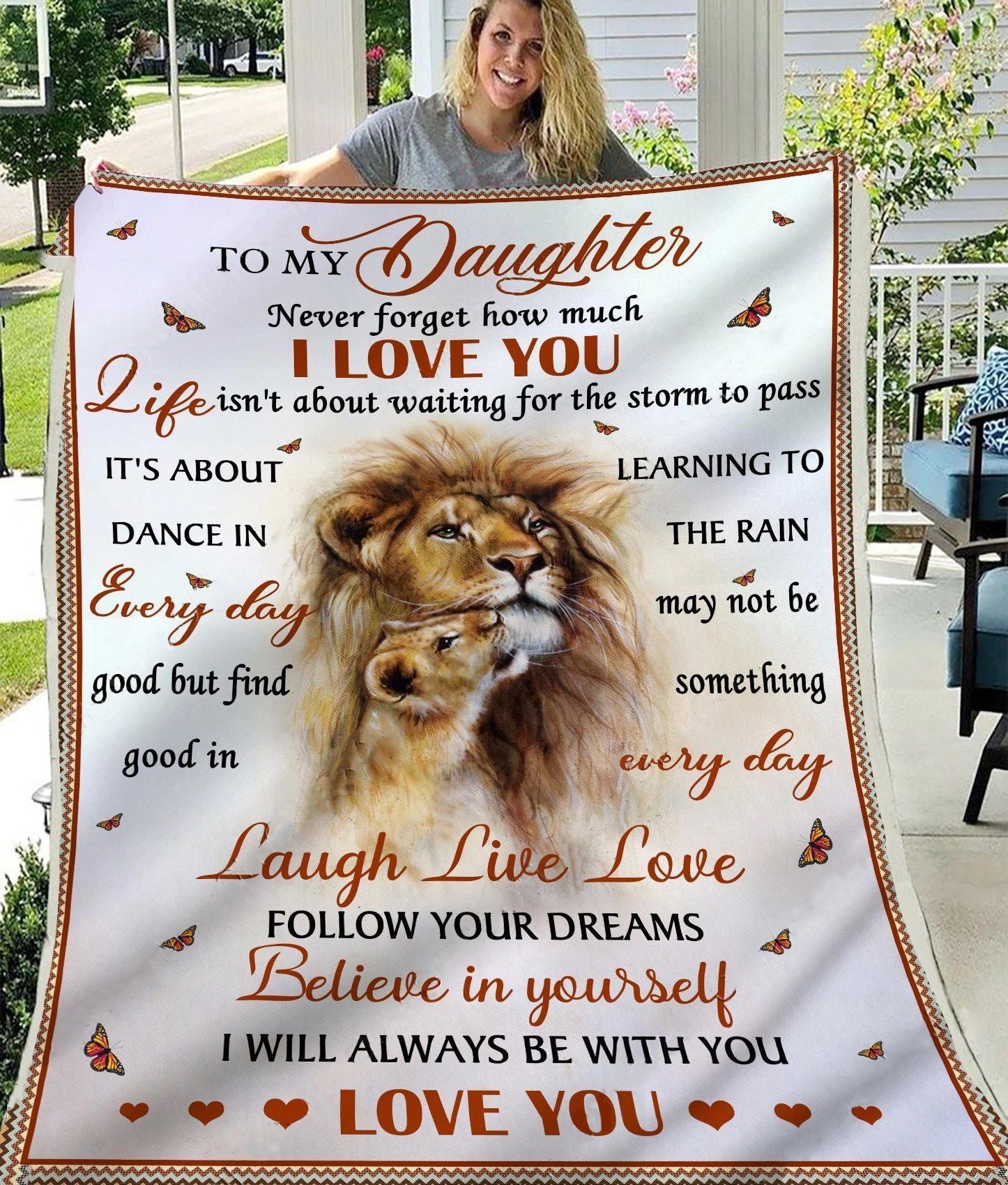 To My Daughter – Follow Your Dreams, Believe In Yourself – Lion Blanket – Custom Blanket