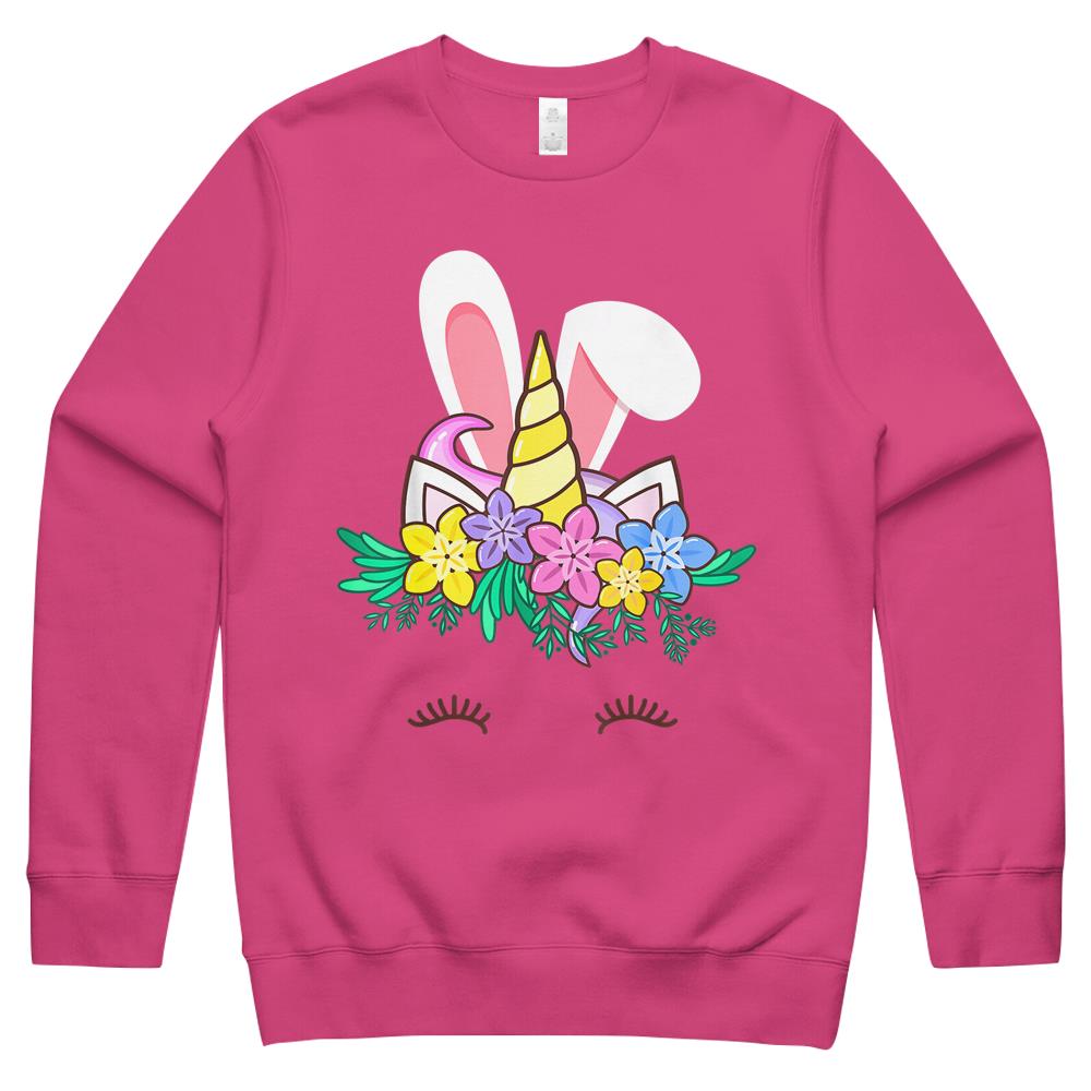 Bunnicorn Easter Tee With Bunny Ears And Unicorn Horn Crewneck Sweatshirt