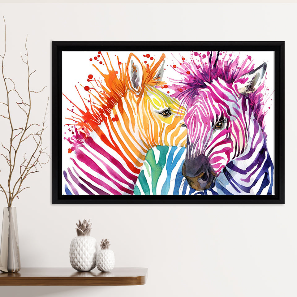 Watercolour Zebra Framed Canvas Print – Canvas Painting, Canvas Art, Wall Art, Wall Decor