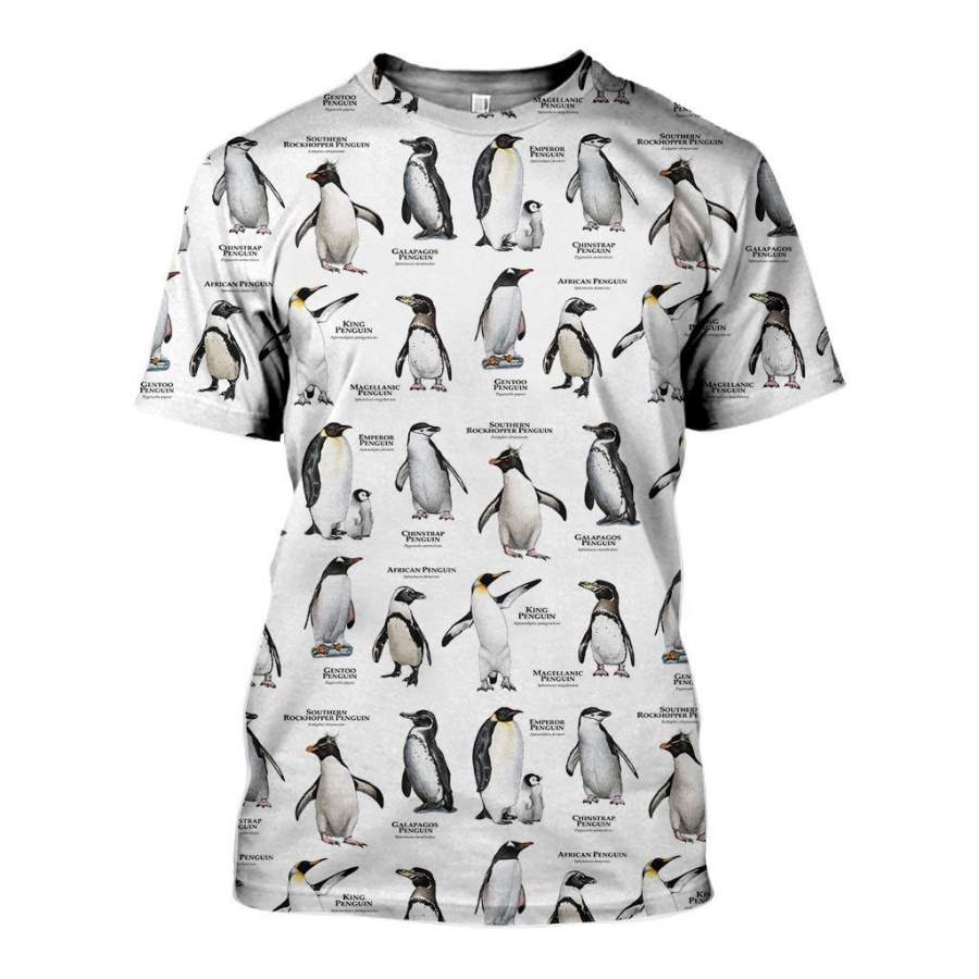 3D All Over Printed Penguins of the World Shirts And Shorts