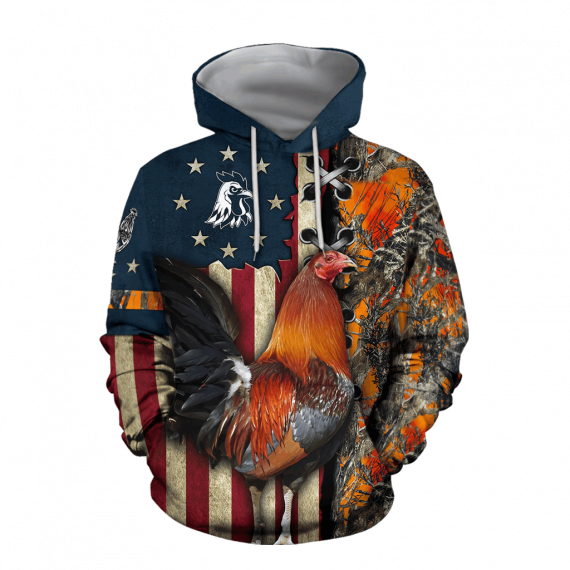 Animal Gifts Rooster Gifts Rooster Farmer Camo Flag Us Unisex Size Hoodie