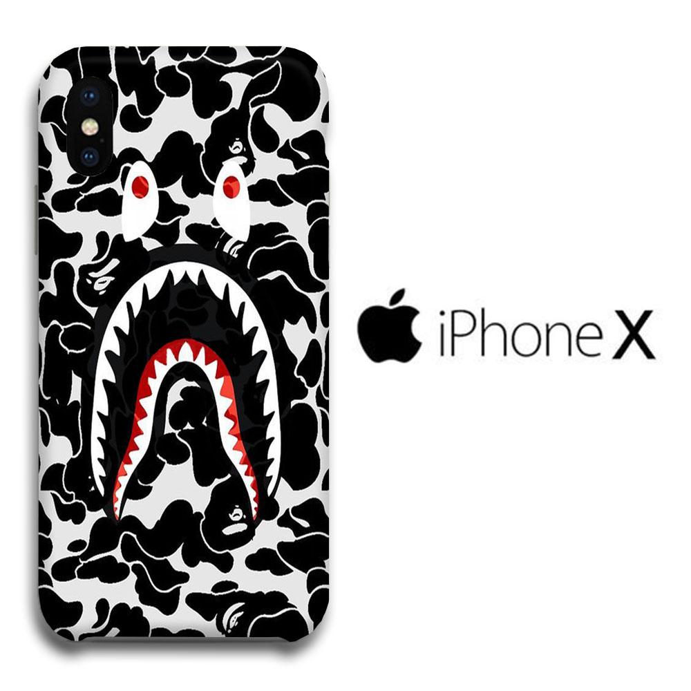 Skencil Shark Bape Camo Style Iphone X 3D Case