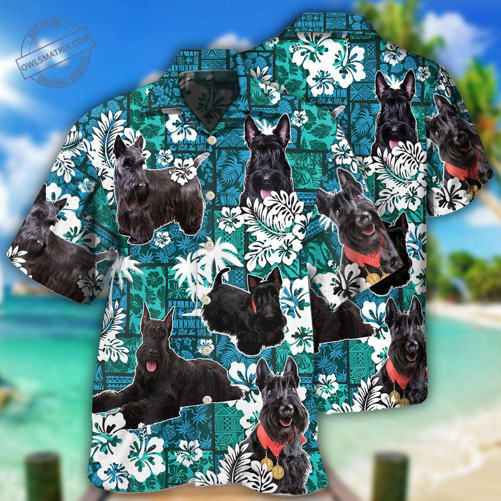 Scottish Terrier Dog Tribal Tropical Style Hawaii Shirt Ha15568