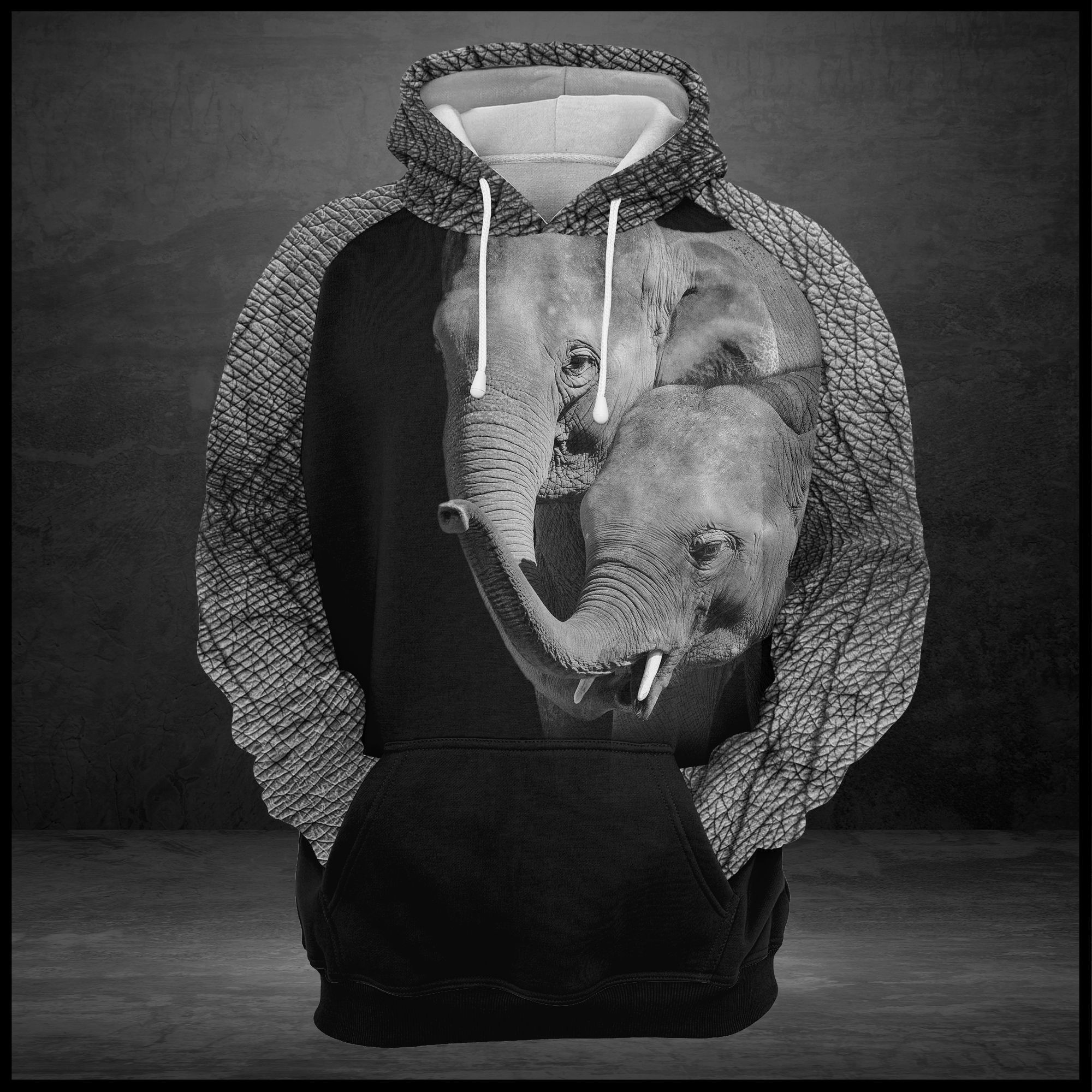 Gray Elephant Family Pullover Unisex Hoodie Bt03