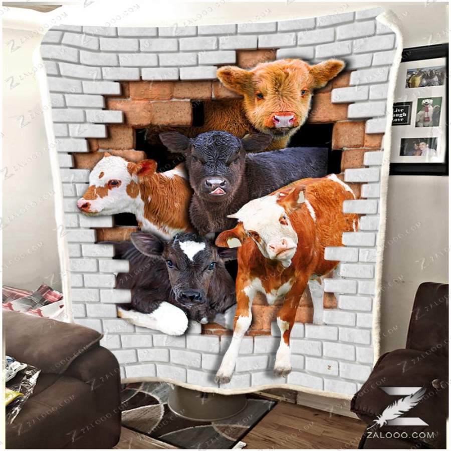 Zalooo – Fleece Blanket – Cow – Cows From Broken Wall