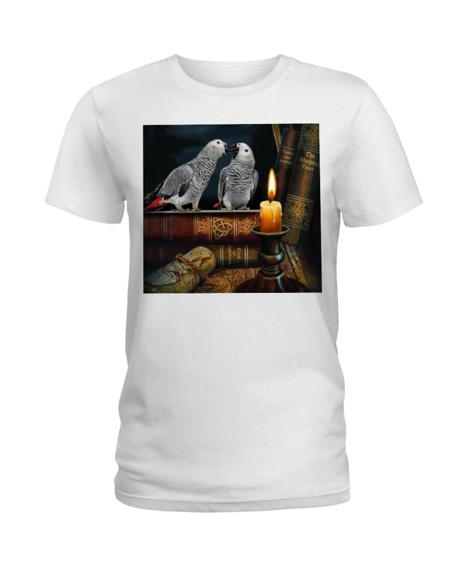 Vintage Book African Grey Parrot White T-Shirt