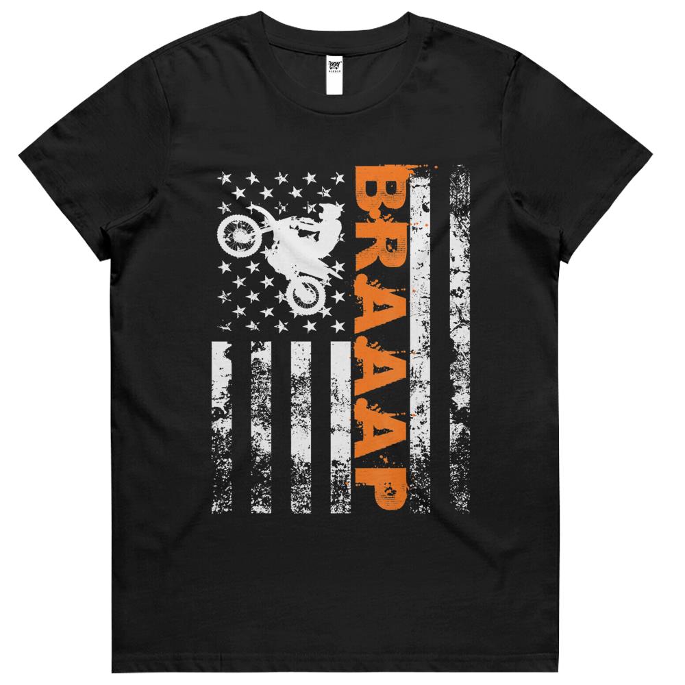 Braaap Vintage Usa American Flag Tee Womens Tshirts