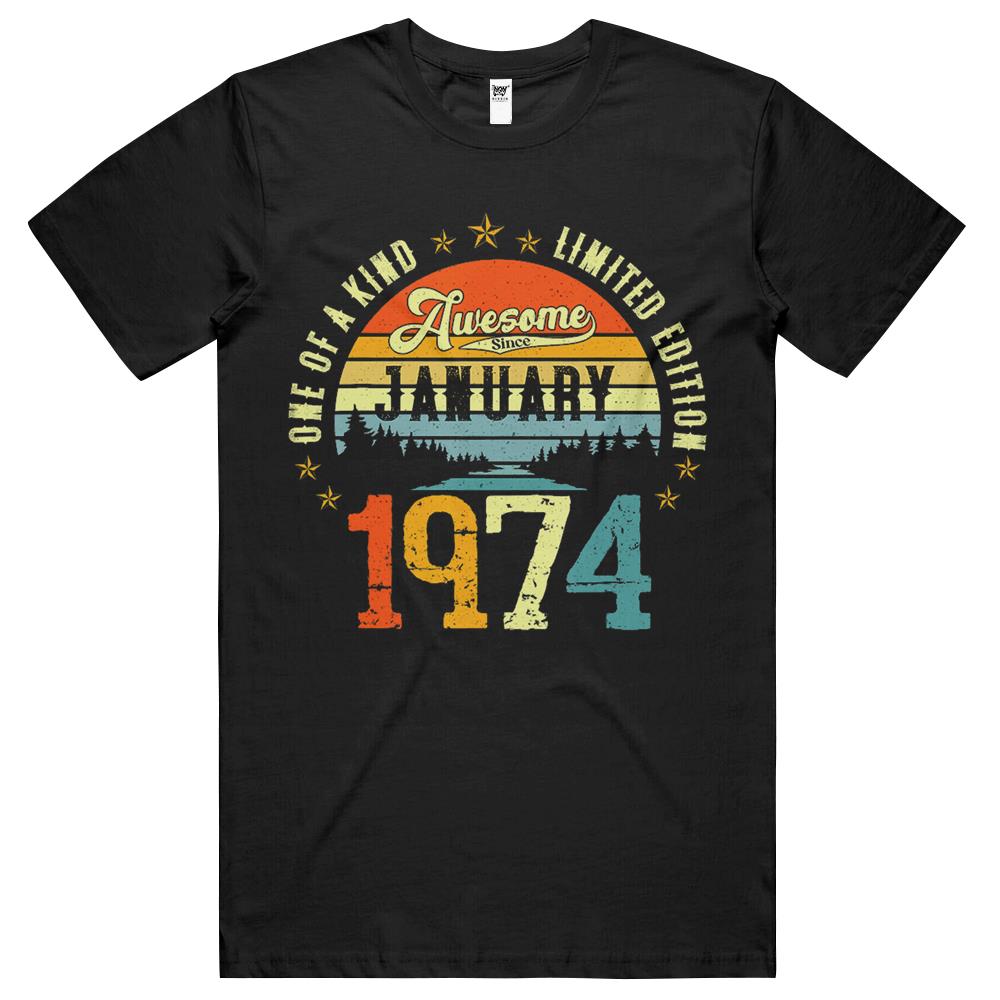 Awesome Since January 1974 Vintage 48Th Birthday T Shirts